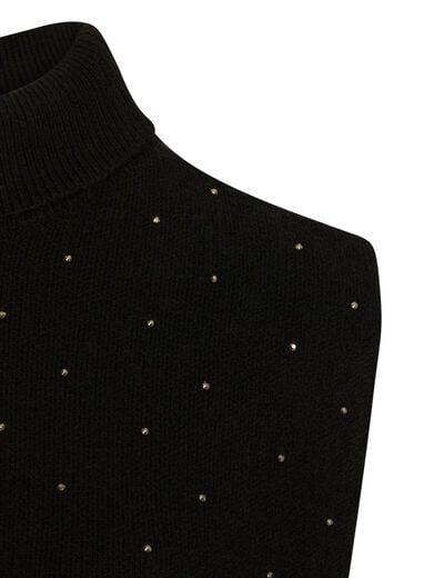 Poncho met strasskraag zwart vrouw