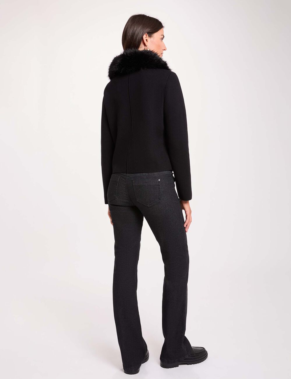 Jean bootcut boutons denim noir femme