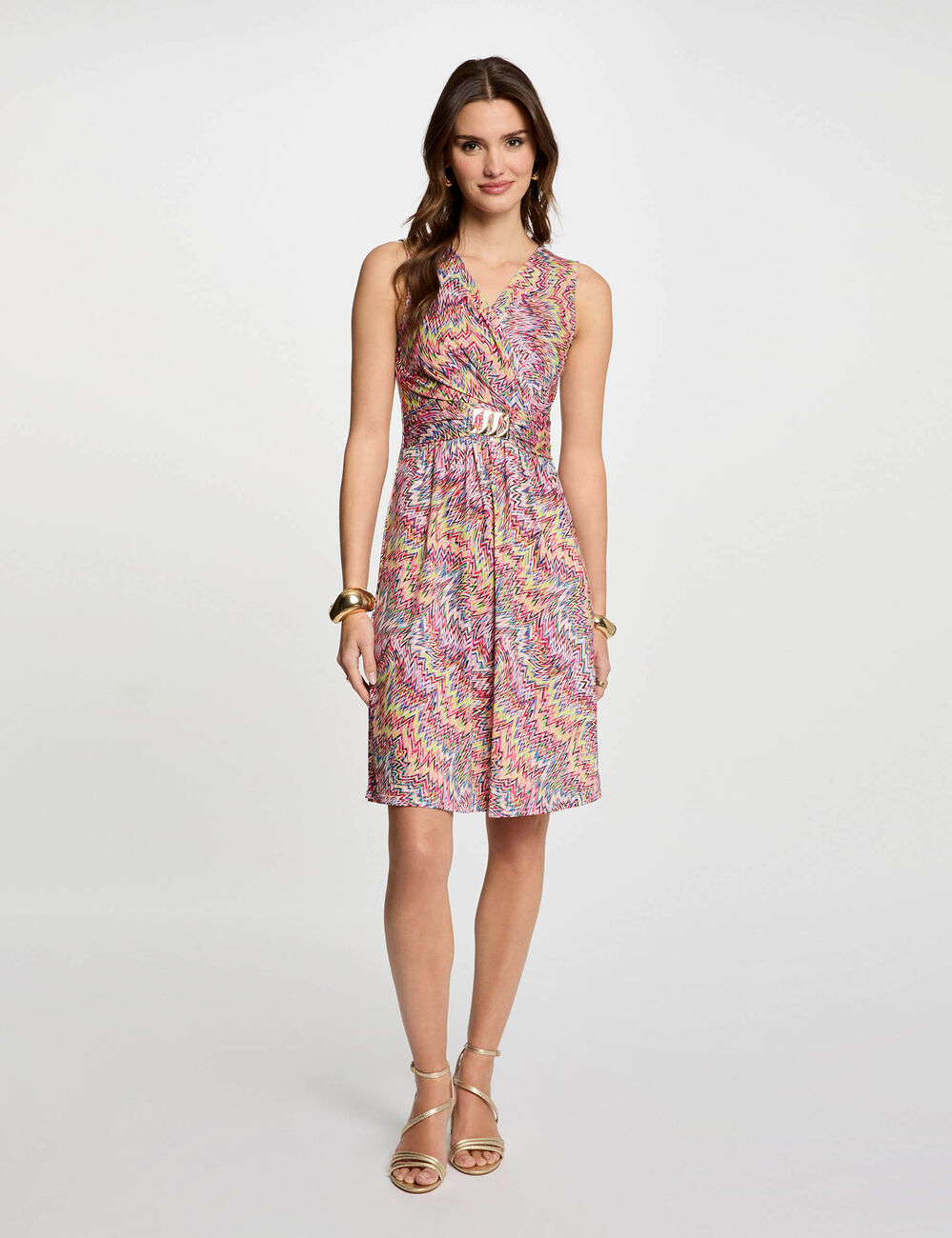 Korte rechte jurk met print meerkleurig vrouw