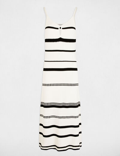 Robe tricot ray&eacute;e blanc femme