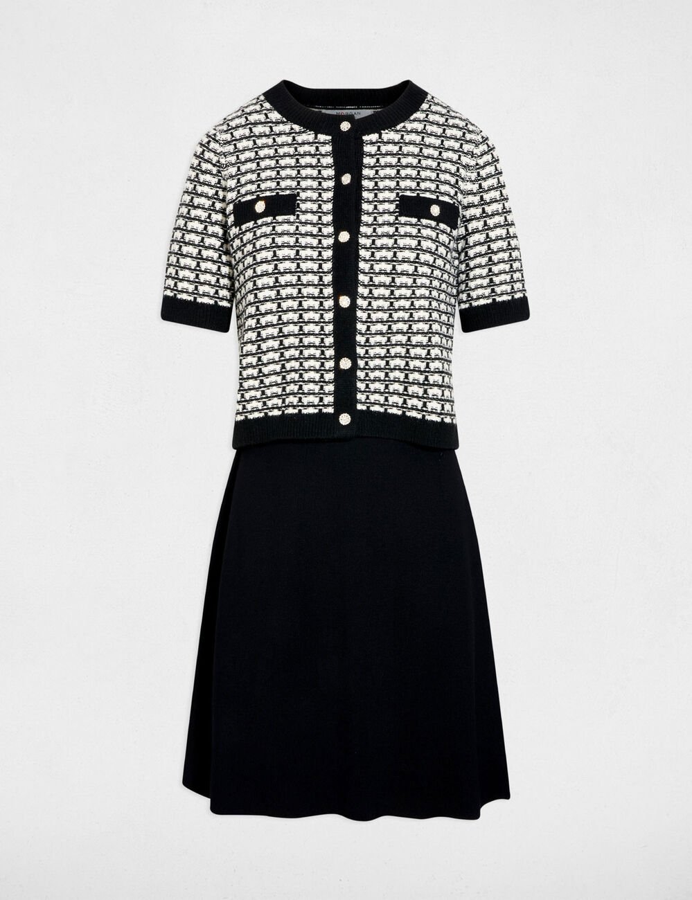 Robe courte 2-en-1 noir femme