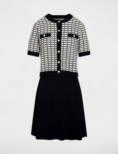 Robe courte 2-en-1 noir femme