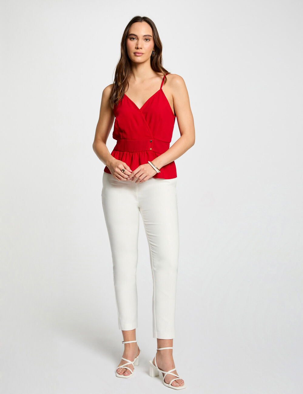 Pantalon city droit 7/8ème ecru femme