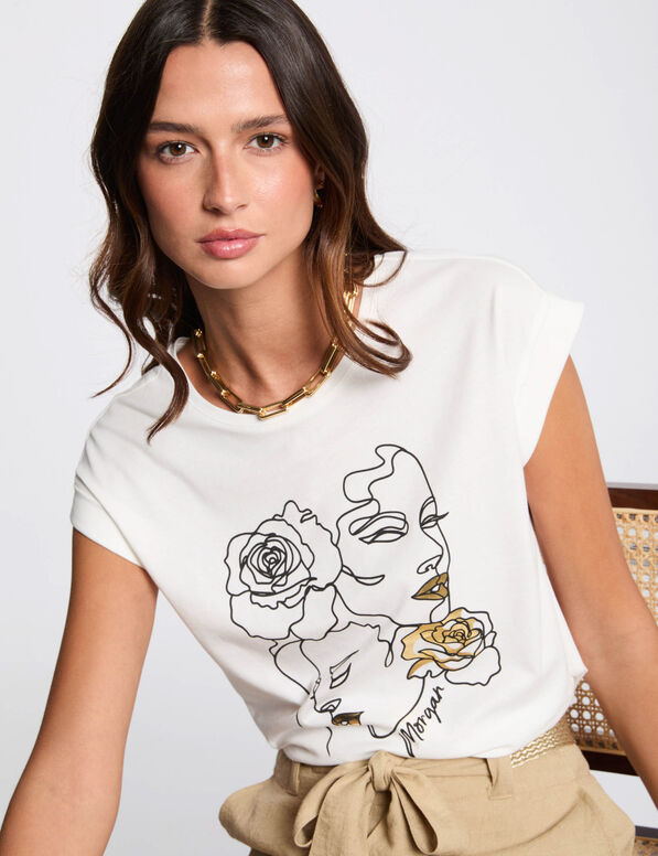 t shirt a inscription blanc femme T-shirt à inscription blanc femme