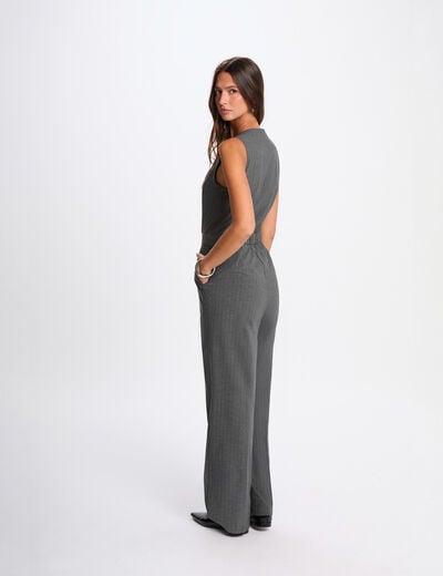 Combinaison fluide sans manches gris moyen femme