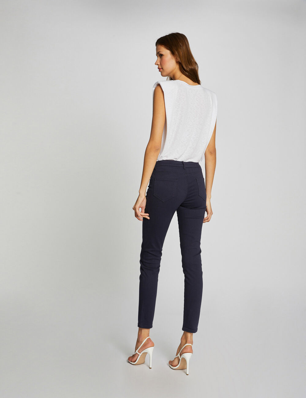 Skinny broek met lage taille marine vrouw
