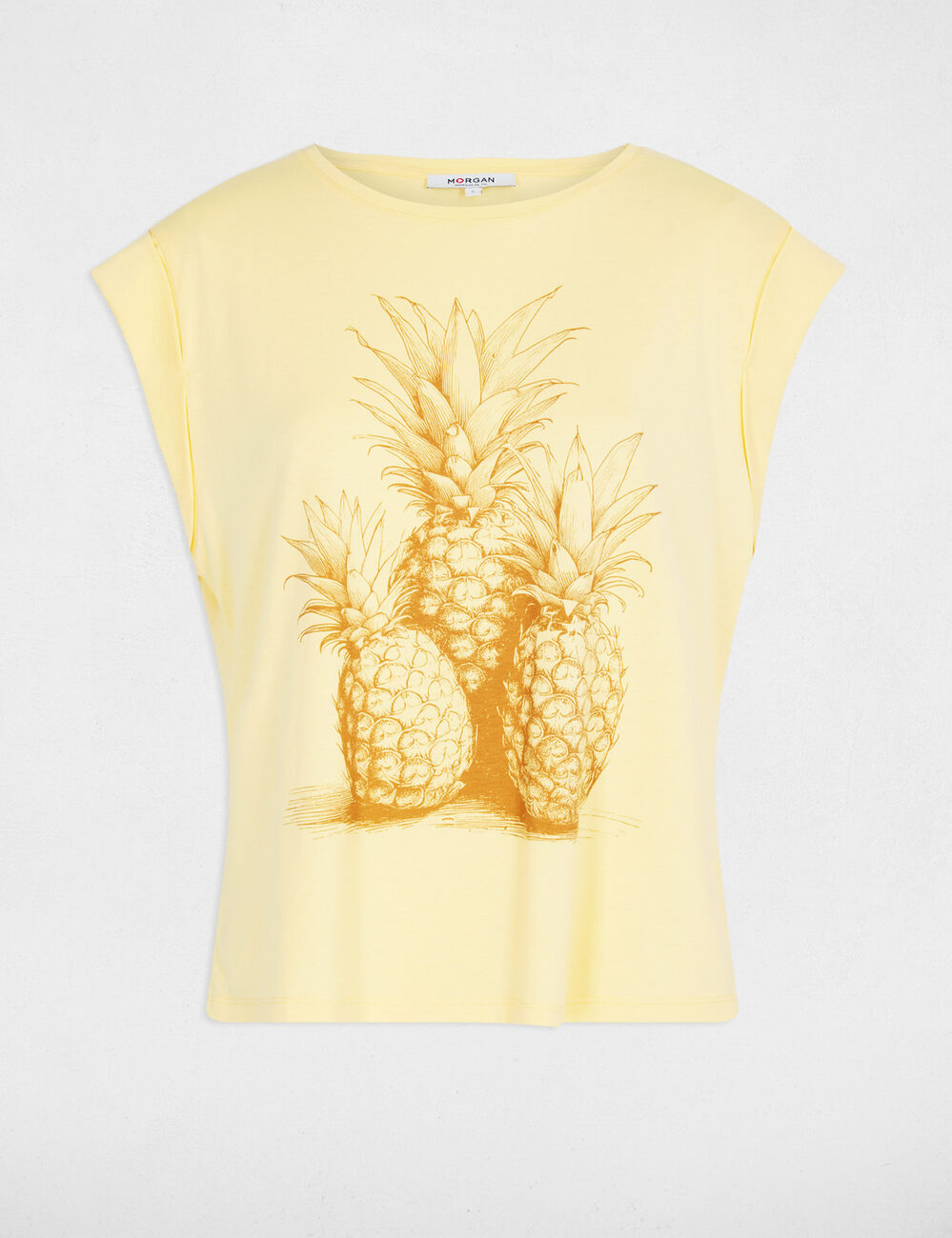 T-shirt manches courtes jaune clair femme