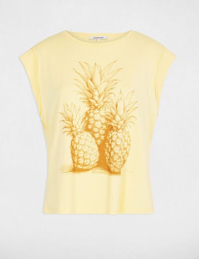 T-shirt manches courtes jaune clair femme