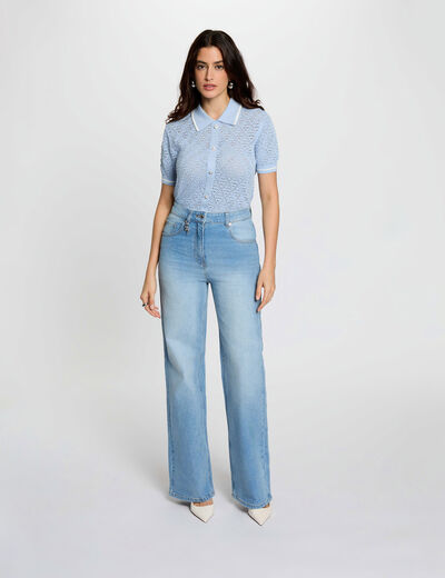 Jean large taille haute denim double stone femme
