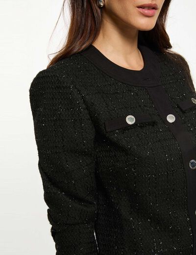 Veste courte ajustée noir femme