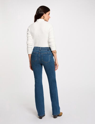 Bootcut jeans met knoopzakken stone washed denim vrouw
