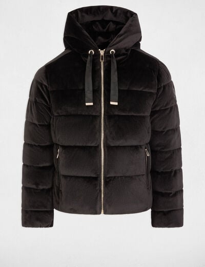 Doudoune courte velours noir femme