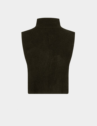 Poncho col zippé noir femme