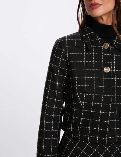 Veste courte ajustée noir femme