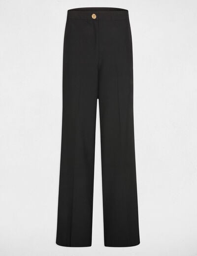 Hoge taille wijde broek zwart vrouw