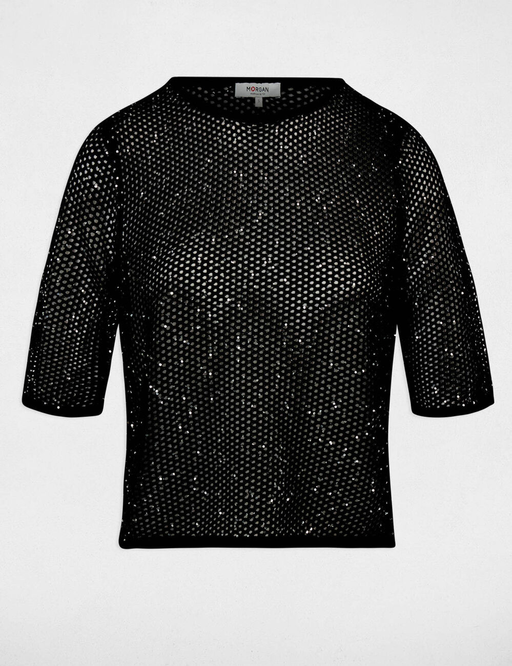 T-shirt maille filet noir femme