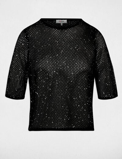 Mesh t-shirt zwart vrouw