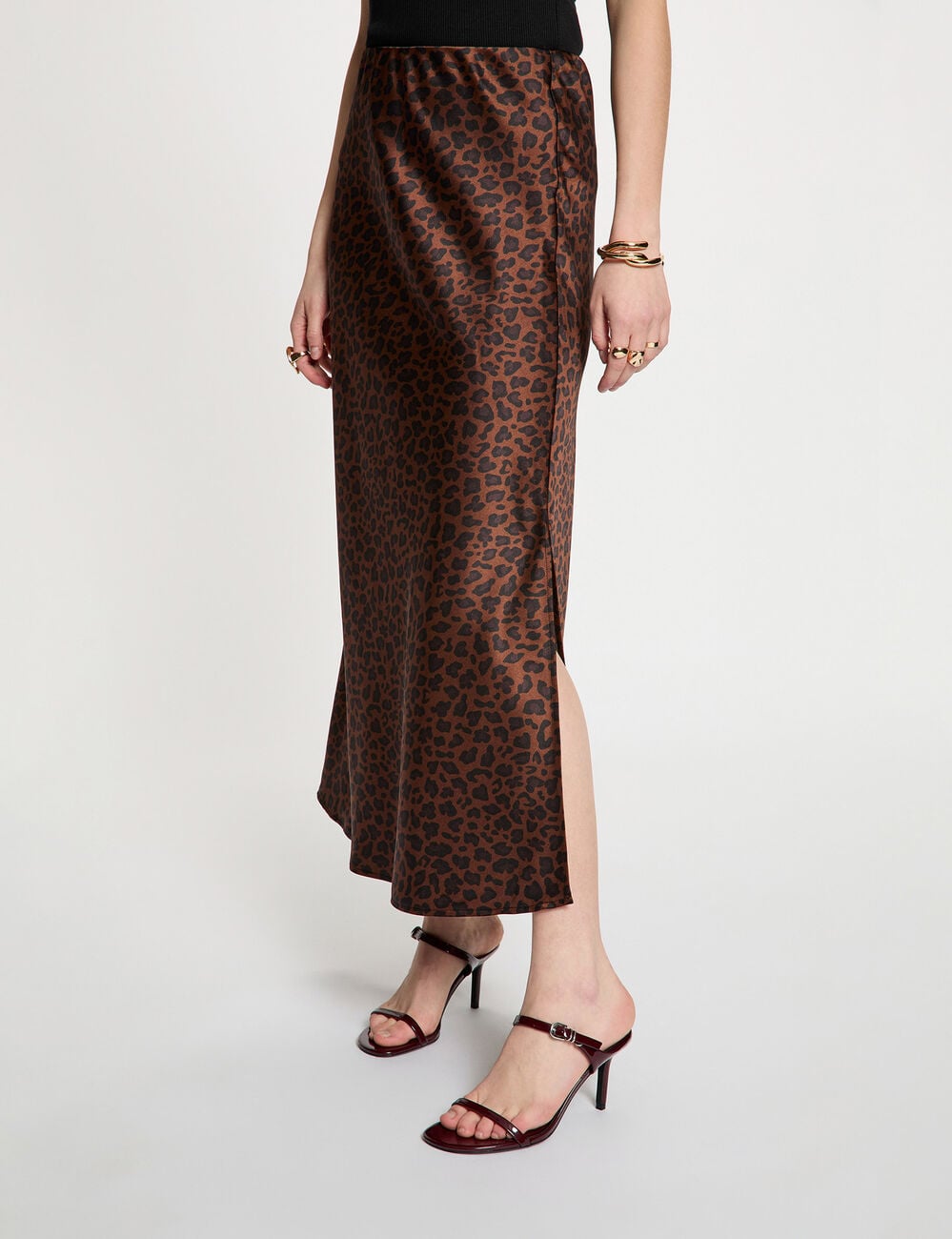 Jupe longue satin&eacute;e multicolore femme