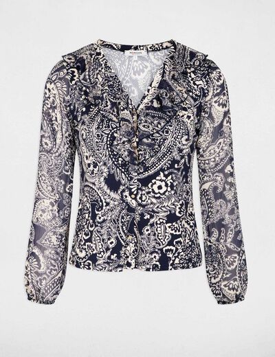 Chemise voile col v blanc femme