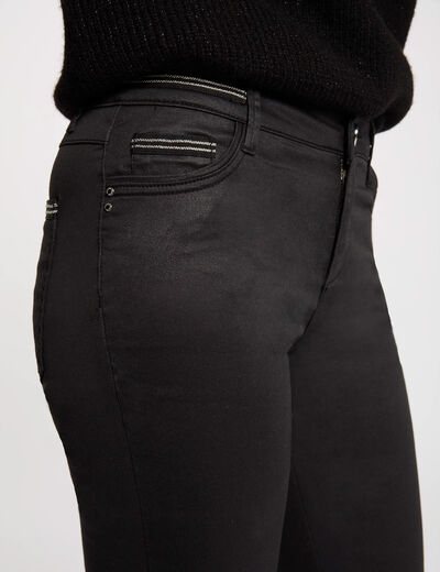 Gecoate slimfit broek zwart vrouw