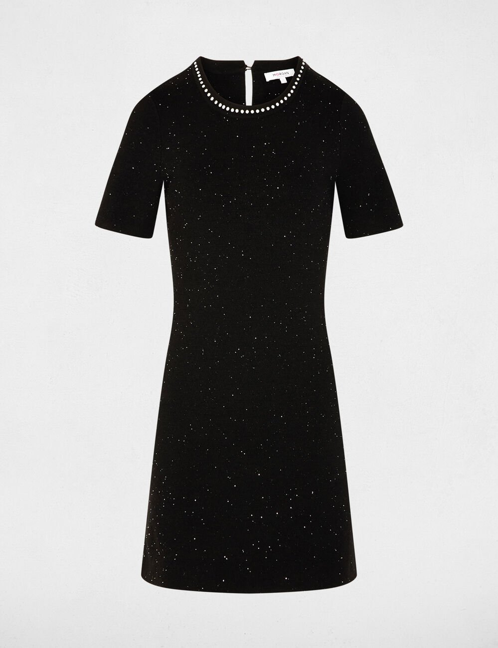 Gebreide jurk met strass zwart vrouw