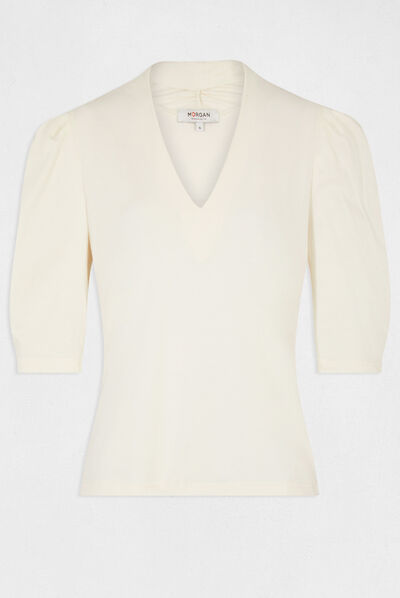 T-shirt met 3/4 mouwen medium ecru vrouw