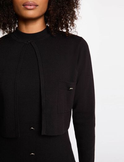 Robe tricot effet 2-en-1 noir femme