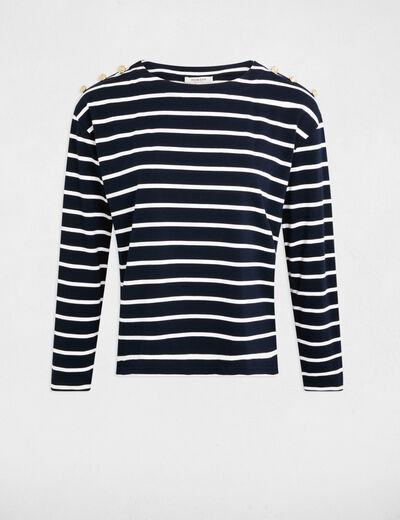 T-shirt manches longues rayé blanc femme