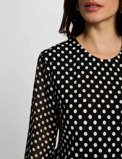 T-shirt voile col rond noir femme