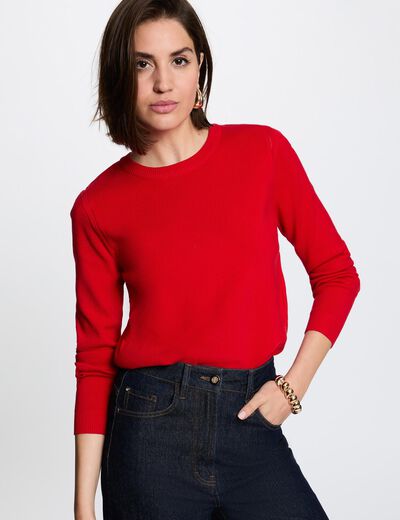 Trui met reli&euml;f breisel rood vrouw