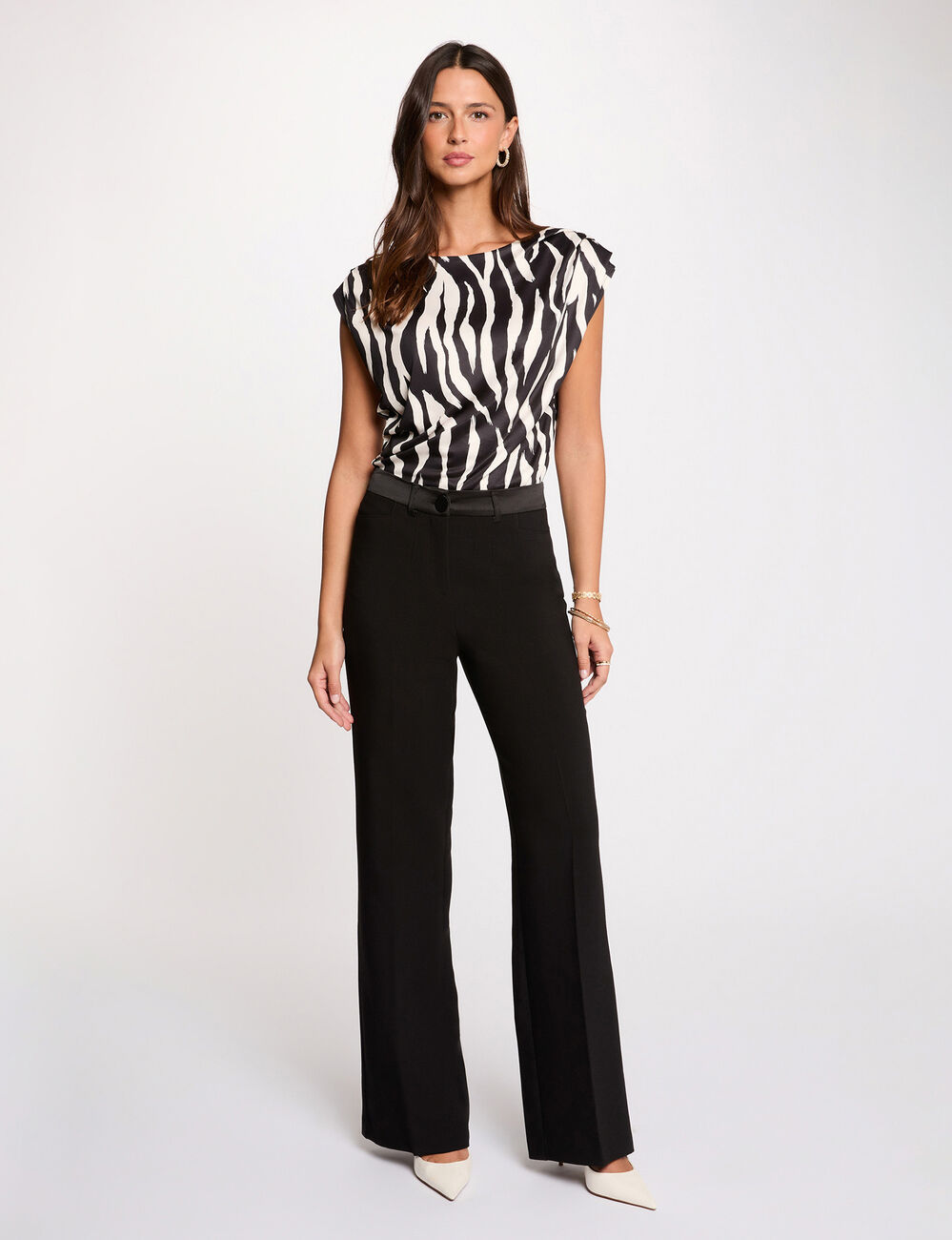 Nauwsluitend mouwloos T-shirt meerkleurig vrouw