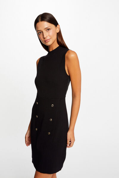 Getailleerde sweaterjurk met kant zwart vrouw