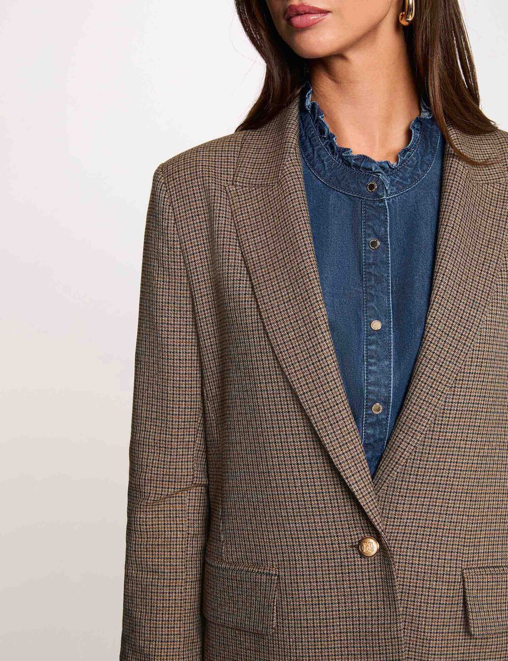 Rechte blazer met reverskraag meerkleurig vrouw