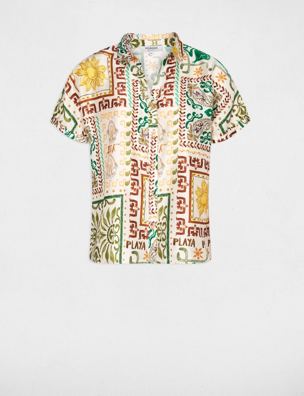 Chemise satin&eacute;e imprim&eacute;e multicolore femme