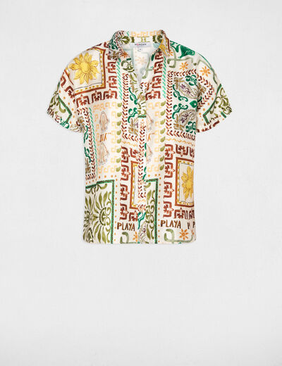 Chemise satin&eacute;e imprim&eacute;e multicolore femme