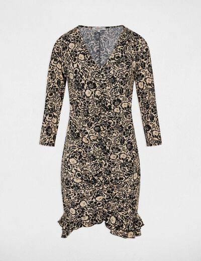 Robe maille col v multicolore femme