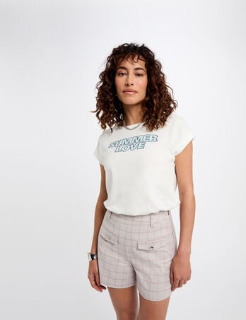 T-shirt à inscription blanc femme