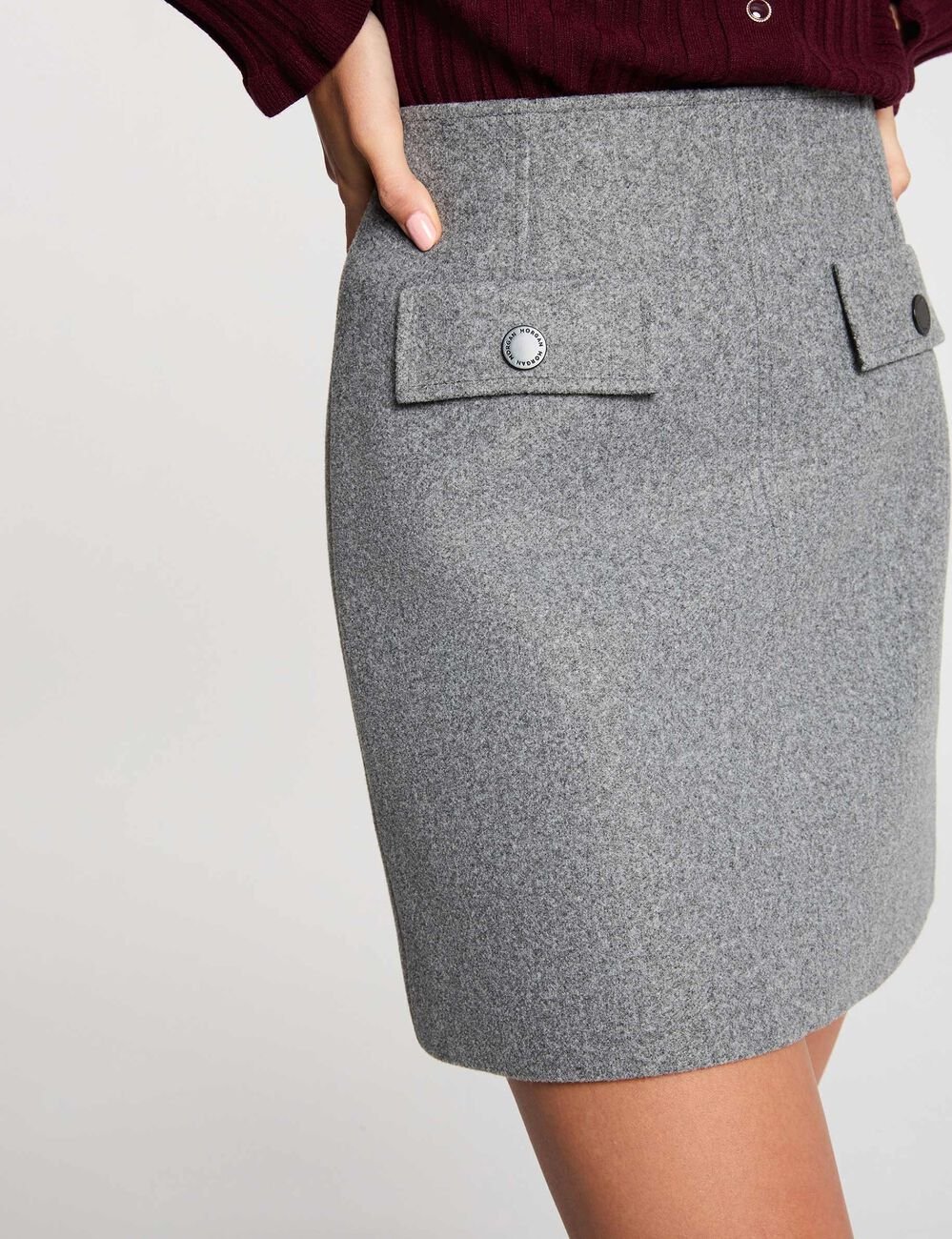 Korte, aansluitende rok mediumgrijs vrouw