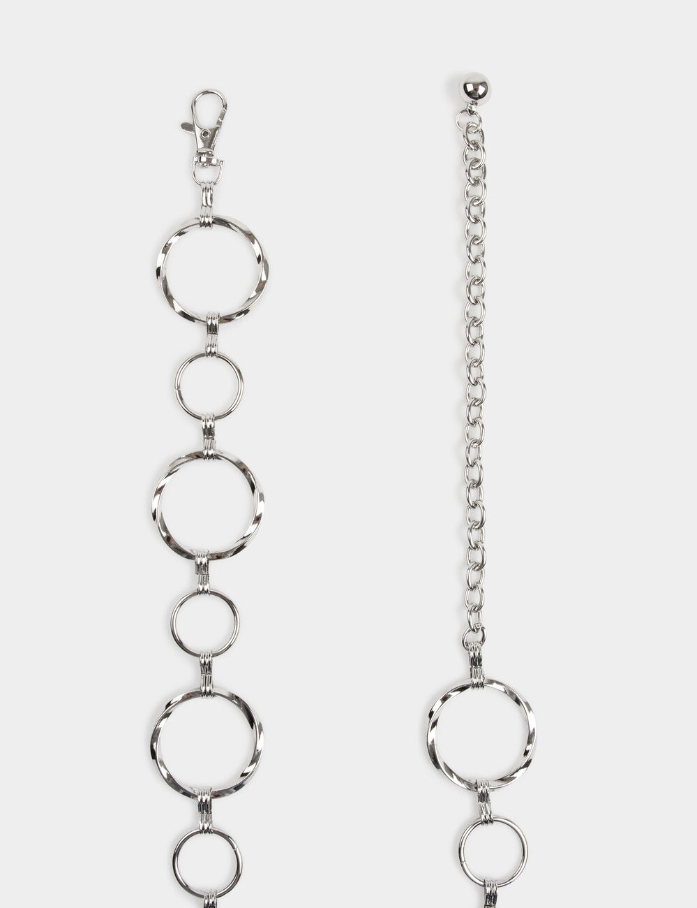 Ceinture anneaux en métal couleur argent femme