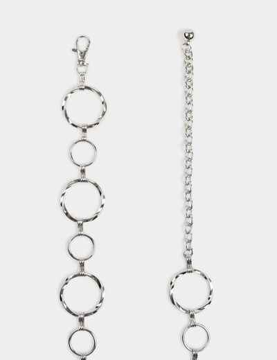 Ceinture anneaux en métal couleur argent femme