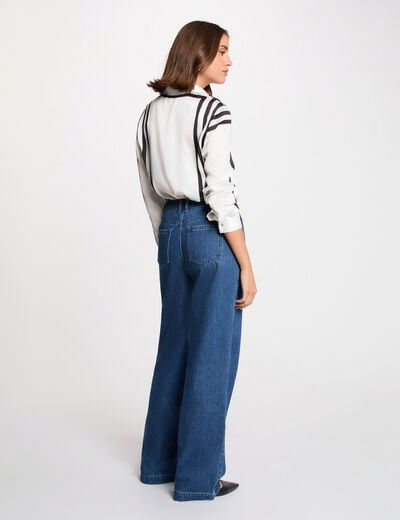 Gestreept overhemd met lange mouwen helder wit vrouw