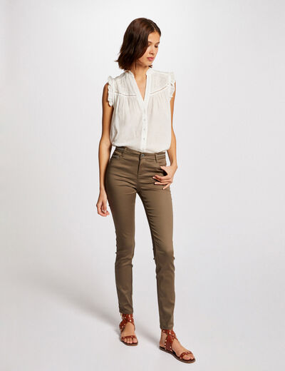 Gecoate slimfit broek brons vrouw