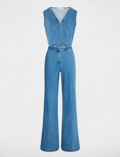 dubbel stone washed denim vrouw