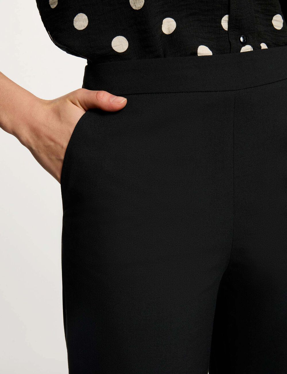 Wijde broek met hoge taille zwart vrouw