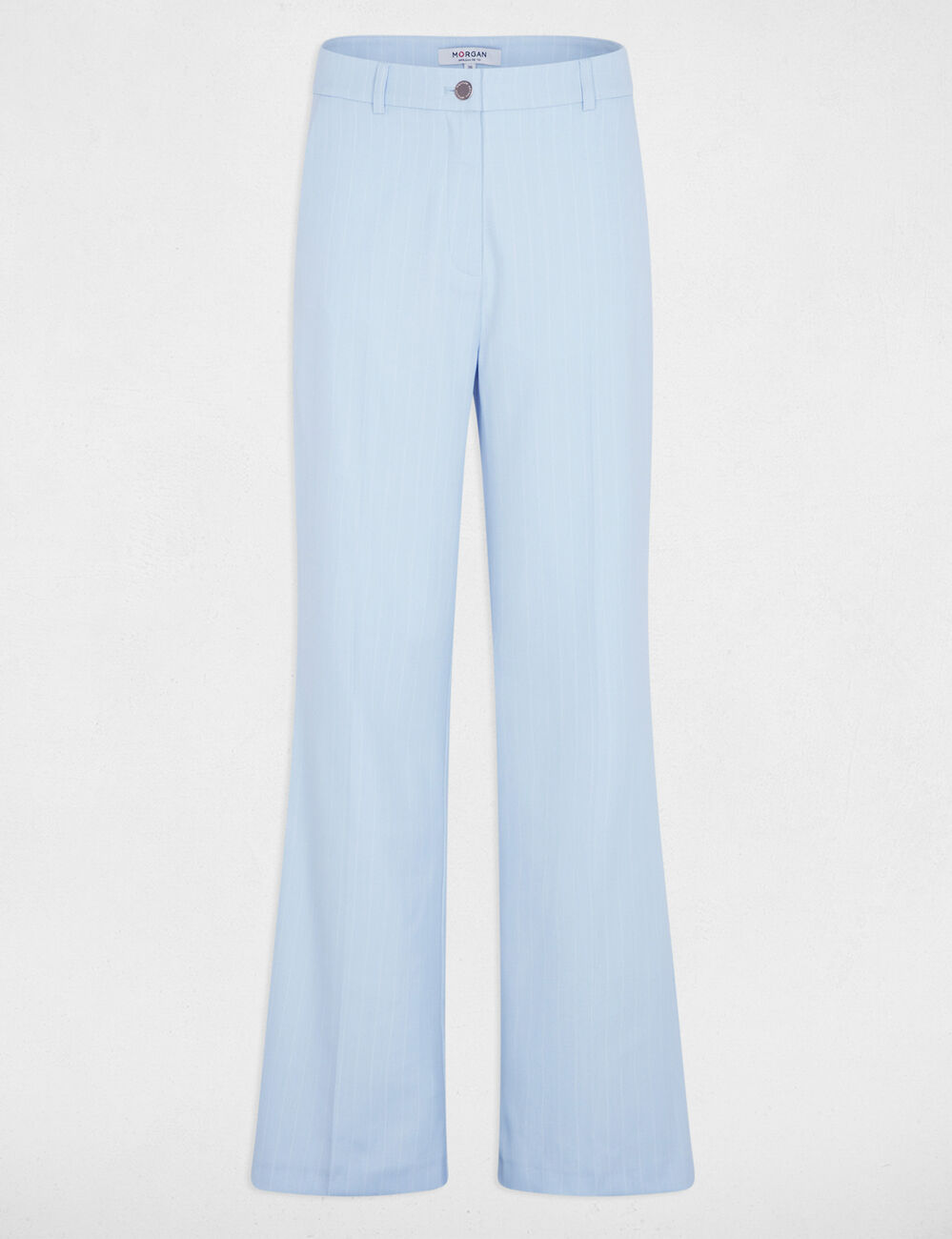 Pantalon droit taille haute bleu ciel femme