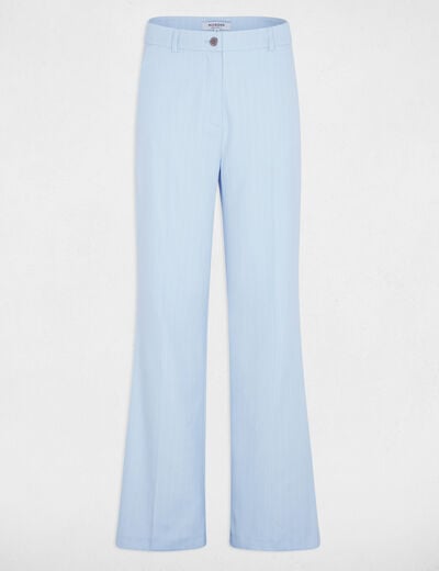 Pantalon droit taille haute bleu ciel femme