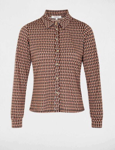 T-shirt col chemise multicolore femme