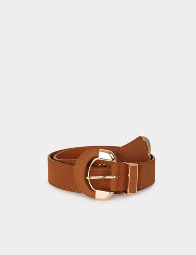 Brede su&egrave;deleren riem camel vrouw