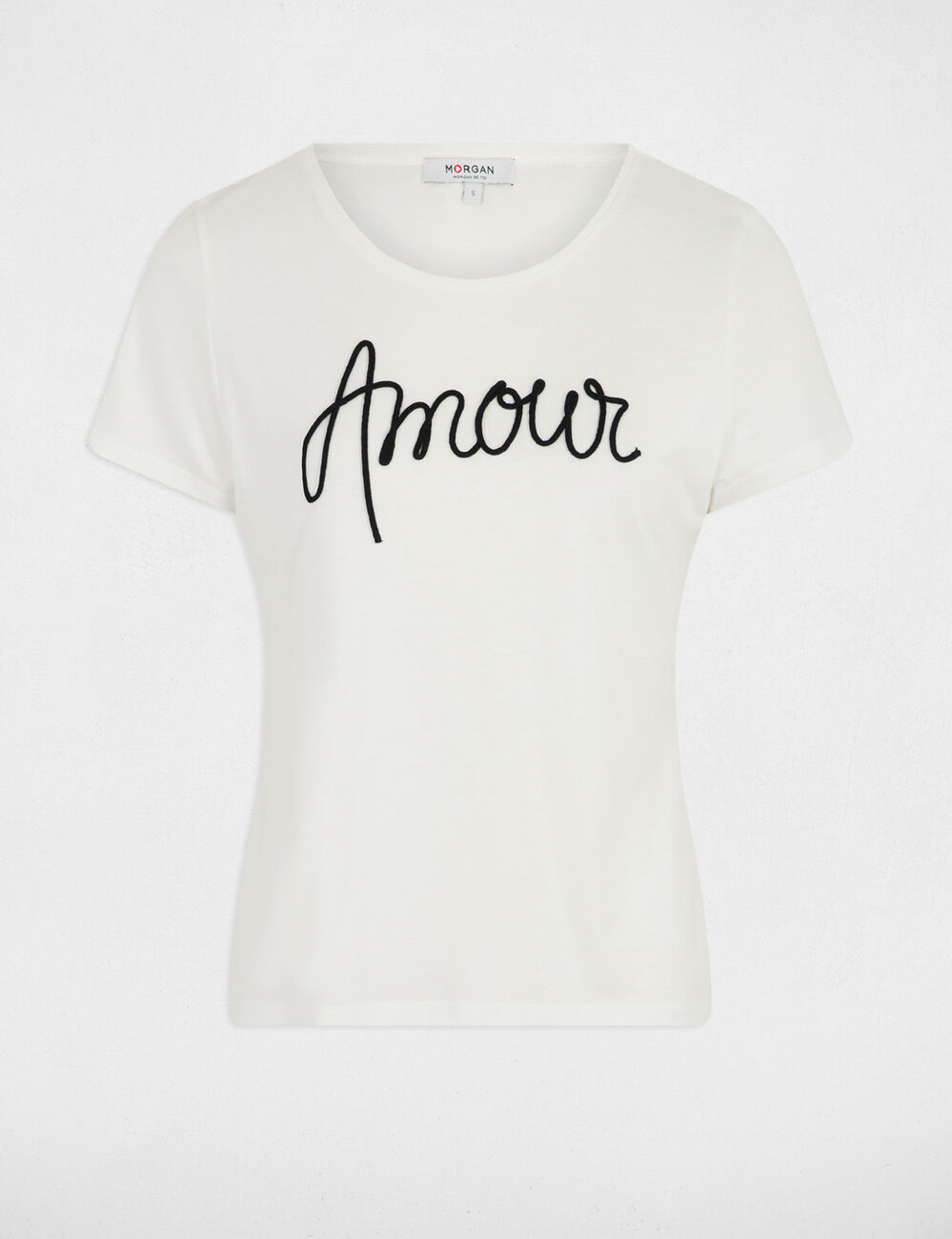 T-shirt droit inscription blanc femme