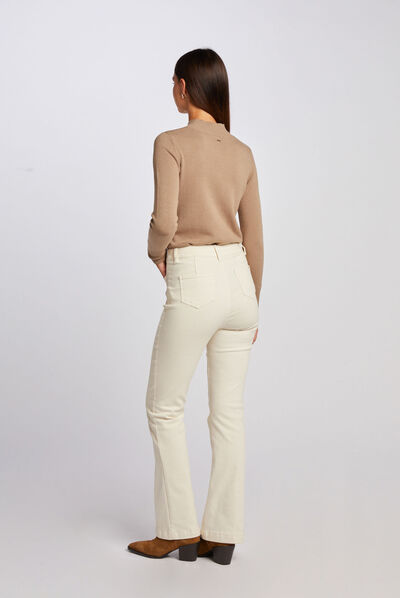 Pull manches longues boutons décoratifs taupe femme